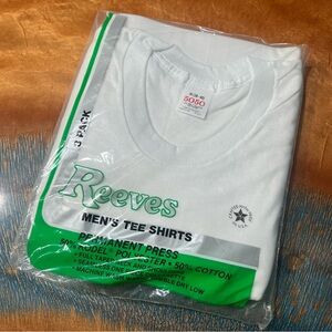 Vintage Reeves 3-pack White Crewneck T-Shirt Made in USA NOS 50/50 Cotton